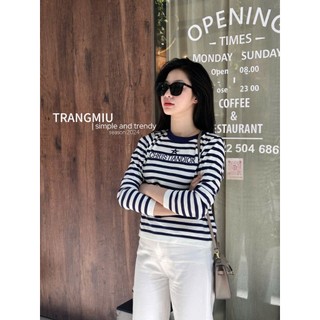 Áo Len Dài Tay Kẻ Ngang Trơn Basic QCCC Cao Cấp Freesize