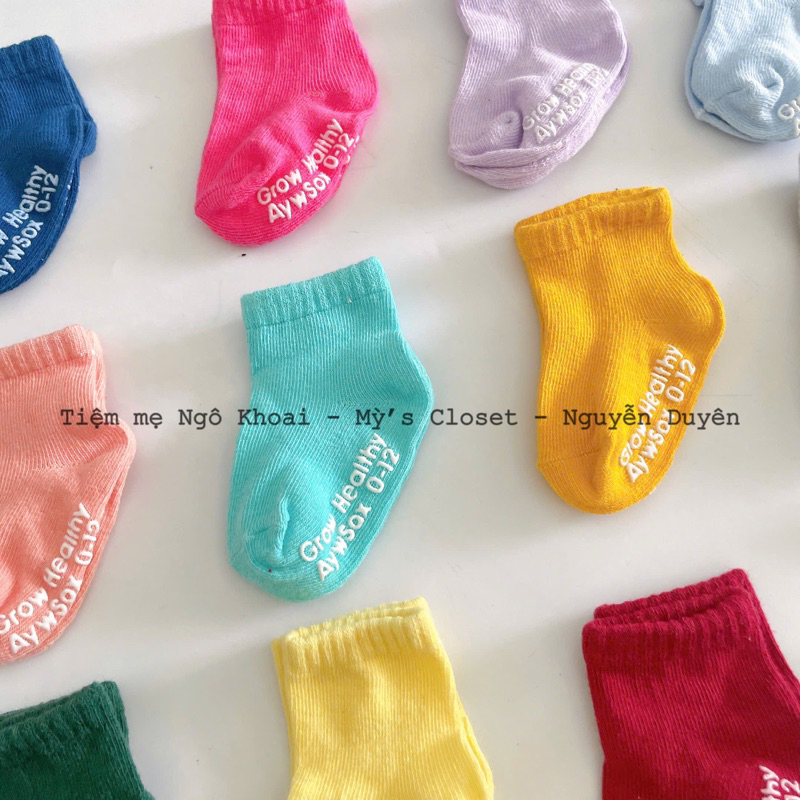 [MD144] Tất xinh xuất Đức màu trơn có đế chống trơn trượt giữ ấm cho bé