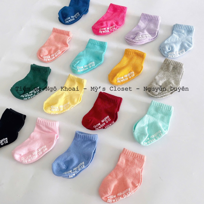 [MD144] Tất xinh xuất Đức màu trơn có đế chống trơn trượt giữ ấm cho bé