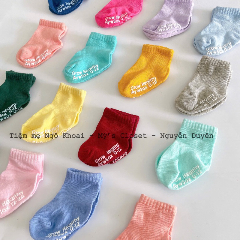 [MD144] Tất xinh xuất Đức màu trơn có đế chống trơn trượt giữ ấm cho bé