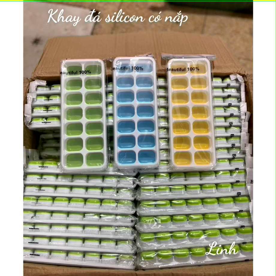 Khay Làm Đá Silicon Và Thạch Hoa Quả Có Nắp Đậy Cao Cấp