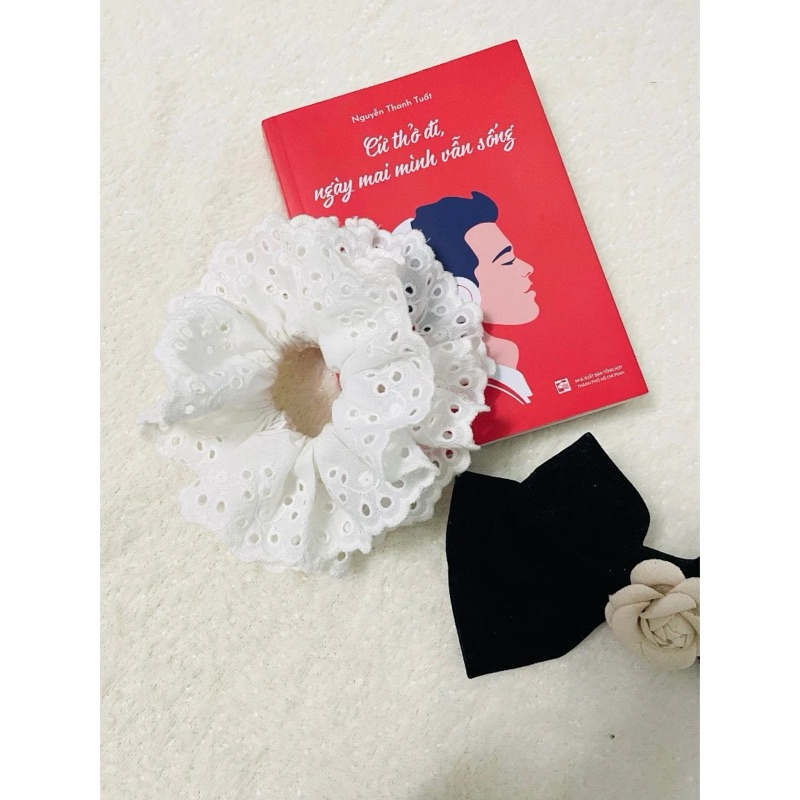 Scrunchie 2 lớp - Dây Cột Tóc Ren Bản To Dễ Thương 15cm