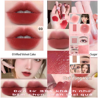 Son kem gấu hồng siêu lì DaimAnpu Matte velvet lip Glaze Nội địa trung
