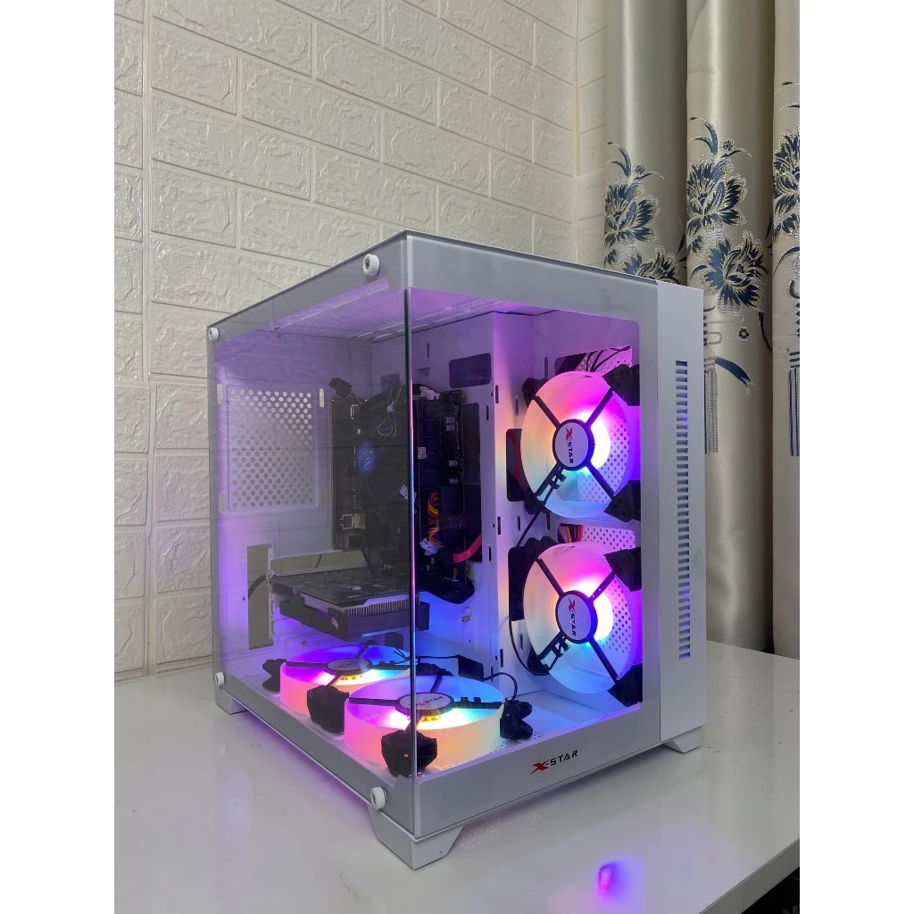 Case Máy Tính Bể Cá Hai Mặt Kính  Core i7 i5 i3, Ram 8Gb/16Gb, SSD 256 GB Card Rời GT7xx Chơi Mượt Mọi Game Online