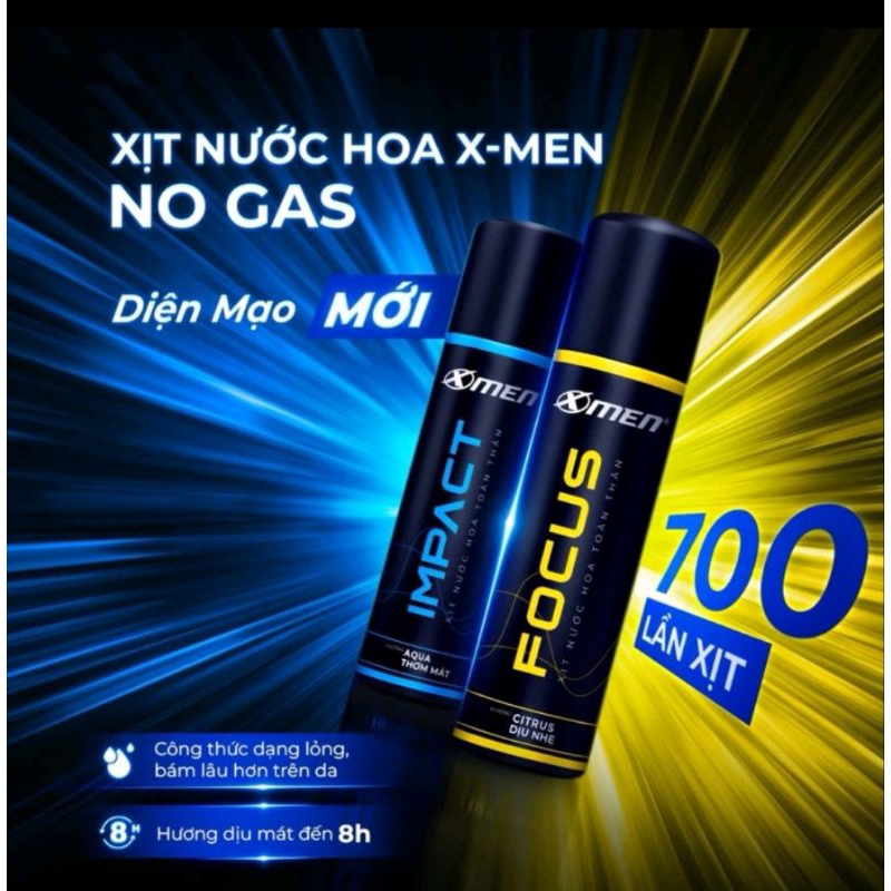 Xịt thơm toàn thân X-Men FIRE/WOOD cho nam lâu 100ml-140ml