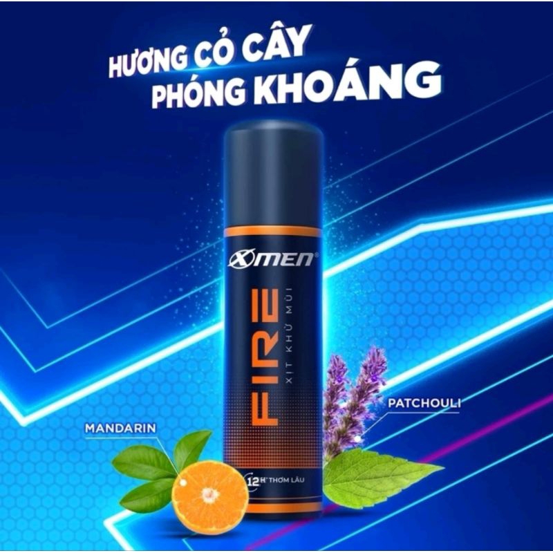 Xịt thơm toàn thân X-Men FIRE/WOOD cho nam lâu 100ml-140ml