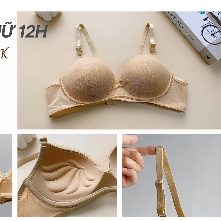Áo ngực không gọng mút vừa, thoáng mát cao cấp, Thời trang 12h