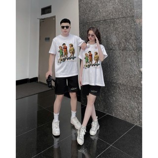 Set áo thun ngắn tay form rộng và quần short L66, Ba Đứa Trẻ thời trang mùa hè phong cách Hàn Quốc cho nam nữ [A259