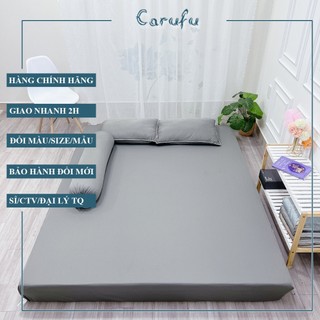 Bộ 4 Món Ga thun lạnh Ý cao cấp, Ga nệm, Ga giường siêu mát chính hãng CARUFU, 2 Mặt kéo khóa | size 1m 1m2 1m4 1m6 1m8