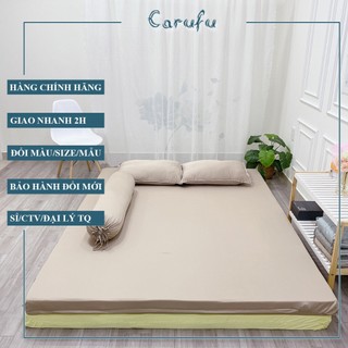 Bộ 4 Món Ga thun lạnh Ý cao cấp, Ga nệm, Ga giường siêu mát chính hãng CARUFU, 2 Mặt kéo khóa | size 1m 1m2 1m4 1m6 1m8