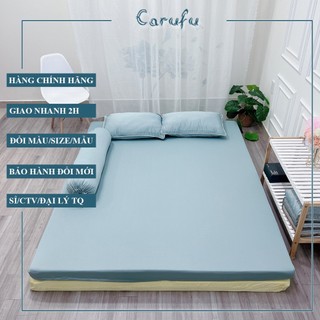 Bộ 4 Món Ga thun lạnh Ý cao cấp, Ga nệm, Ga giường siêu mát chính hãng CARUFU, 2 Mặt kéo khóa | size 1m 1m2 1m4 1m6 1m8