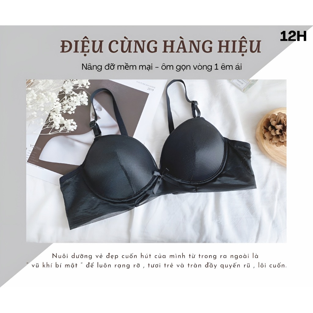 Áo ngực nâng ngực mút vừa, không gọng, đệm đúc lưng mảnh thanh lịch E469 | THỜI TRANG 12H