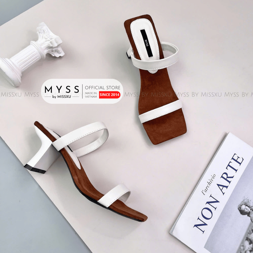 Giày sục nữ mũi vuông 2 quai ngang bản nhỏ 6cm cao cấp MYSS - SU216