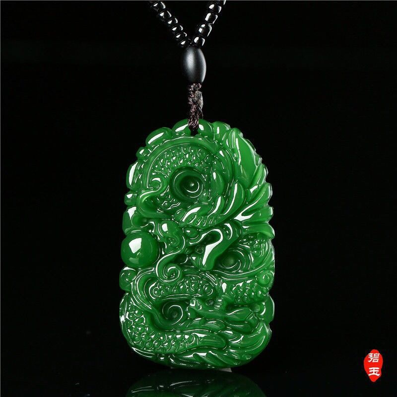 Mặt long bài ngọc bích cho nam [tặng kèm dây đeo]