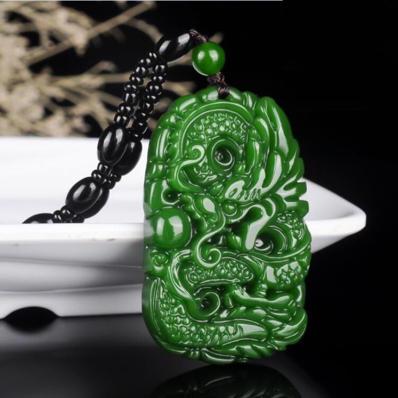 Mặt long bài ngọc bích cho nam [tặng kèm dây đeo]