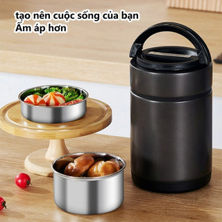 OOKAS Hộp Cơm Giữ Nhiệt  Hộp cơm cách nhiệt inox cao cấp hình thùng Giữ Nhiệt Tới 8h