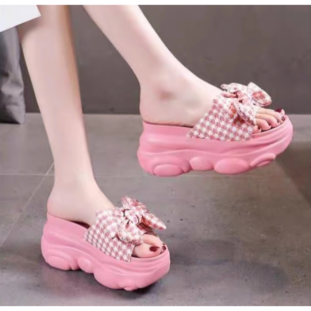 DÉP BM NƠ VẢI CARO XINH XẮN DÒNG HÀNG CAO CẤPZXH33