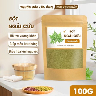 Bột ngải cứu 100g, nguyên chất, ngâm chân, xông giải cảm - Lãn Ông