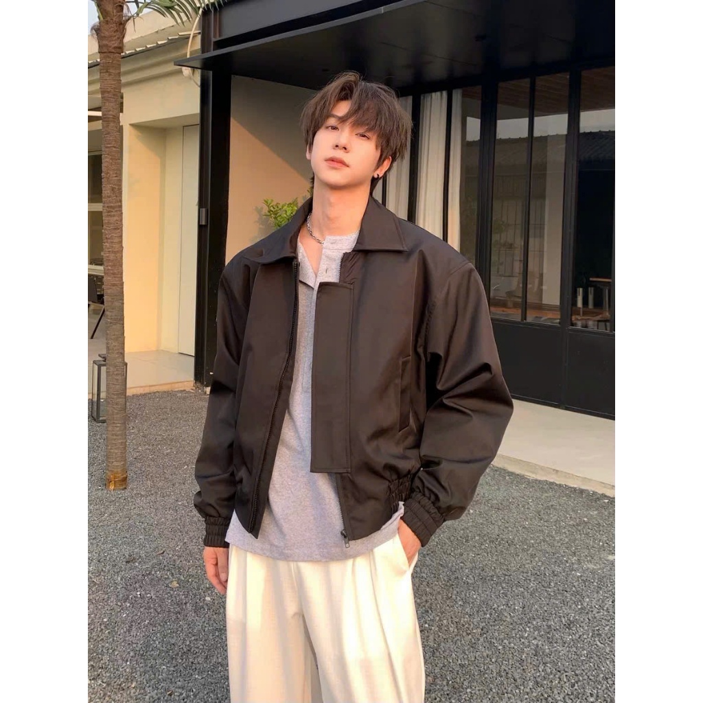 Áo khoác vải kaki Miro From Crop unisex 2 lớp cho nam nữ từ 50-85 kg - Có Túi, Menswear