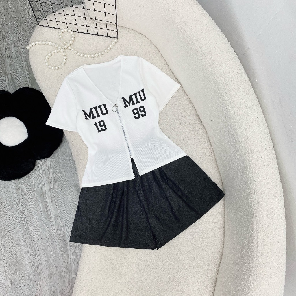 Set Bigsize Nữ 2 Món Áo Thun Kèm Quần Đùi Vải Jean Giấy Cao Cấp Cho Các Nàng Chubby SET846