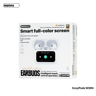 Tai nghe Bluetooth TWS Remax Cozypods W30N V5.4, chống ồn ANC và ENC, pin 5H, Màn hình LCD điều khiển (Trắng)