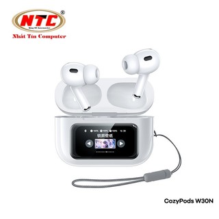 Tai nghe Bluetooth TWS Remax Cozypods W30N V5.4, chống ồn ANC và ENC, pin 5H, Màn hình LCD điều khiển (Trắng)