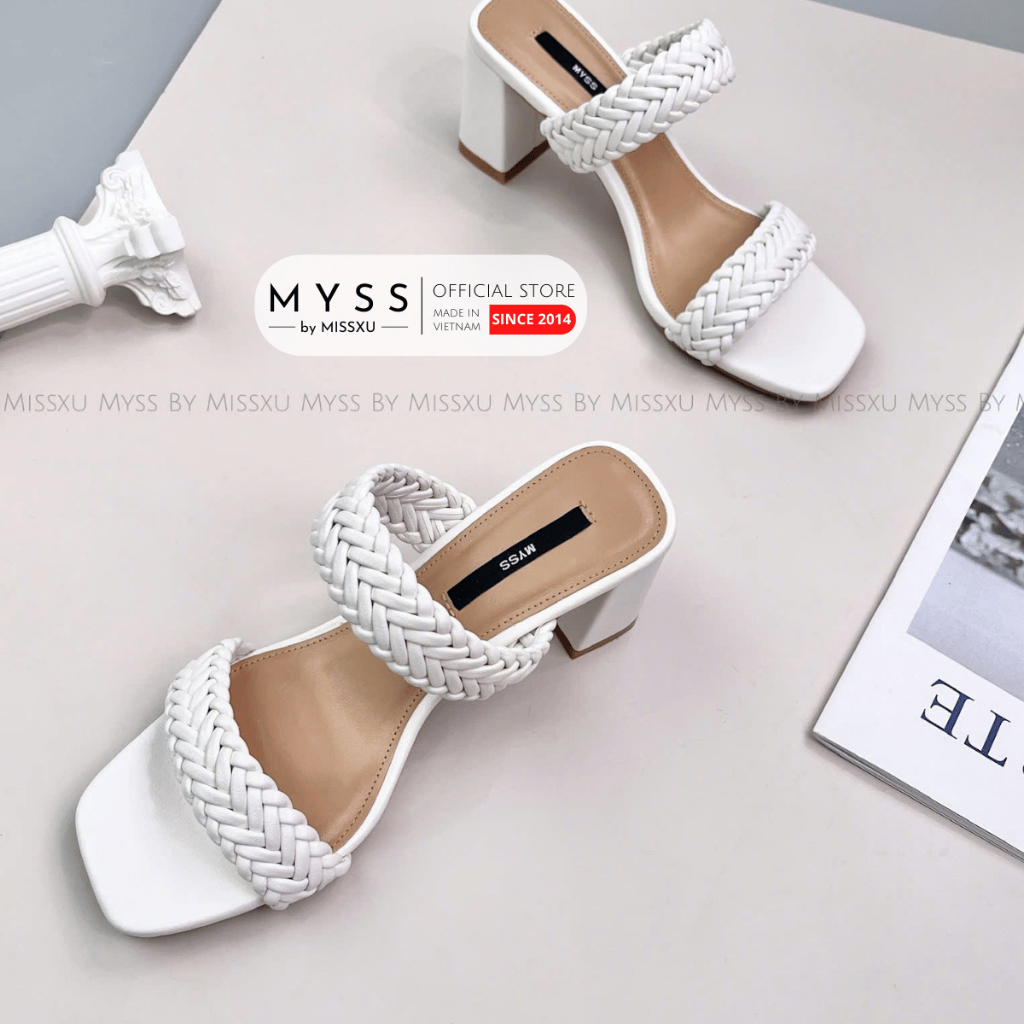 Giày sục nữ 2 quai ngang thắt bím 7cm thời trang MYSS - SU221
