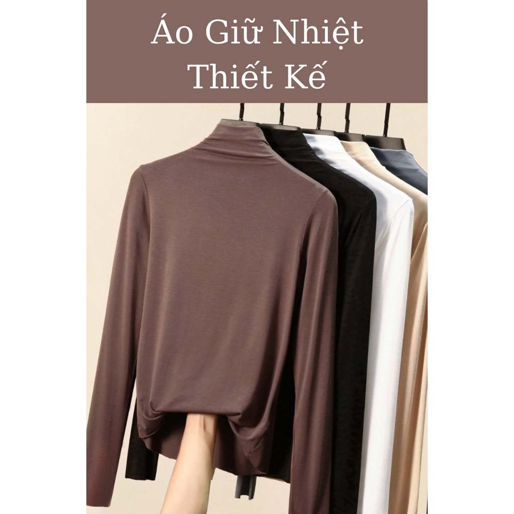 Áo chất liệu cotton dáng ôm giữ nhiệt cao cổ giữ nhiệt A6