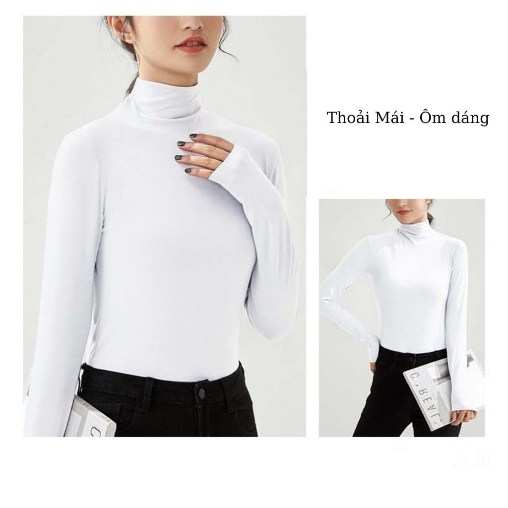 Áo chất liệu cotton dáng ôm giữ nhiệt cao cổ giữ nhiệt A6