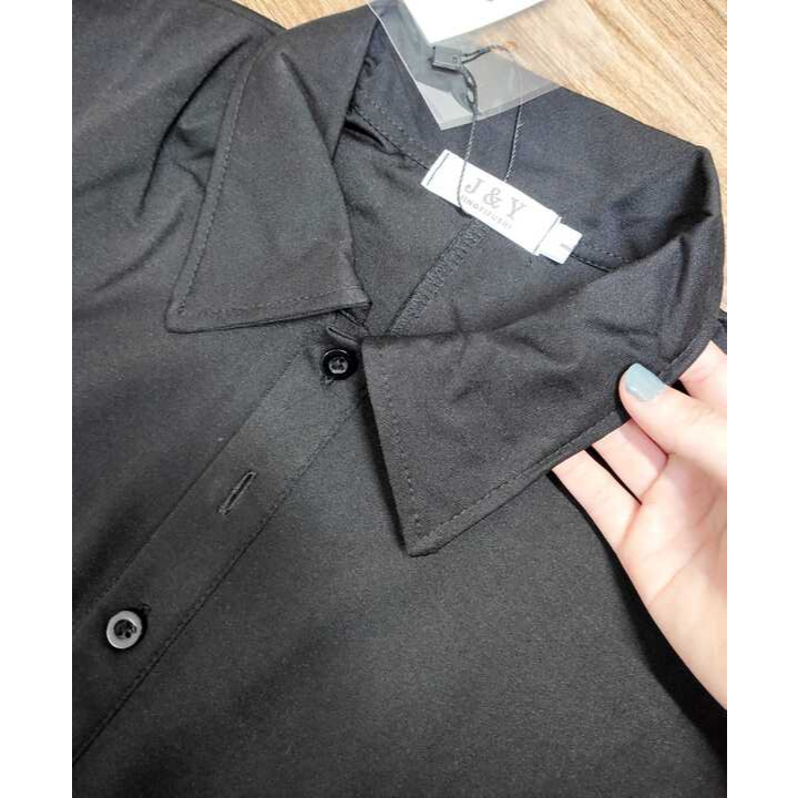 Váy dáng ôm suông màu đen thanh lịch gọn cổ polo  NOIR DRESS