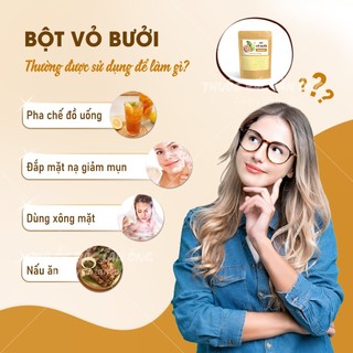Bột vỏ bưởi 500g, nguyên chất, thơm, mịn, pha uống detox, thanh lọc cơ thể - Lãn Ông