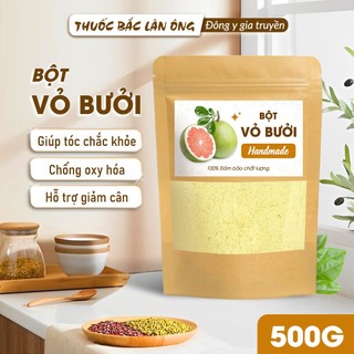 Bột vỏ bưởi 500g, nguyên chất, thơm, mịn, pha uống detox, thanh lọc cơ thể - Lãn Ông