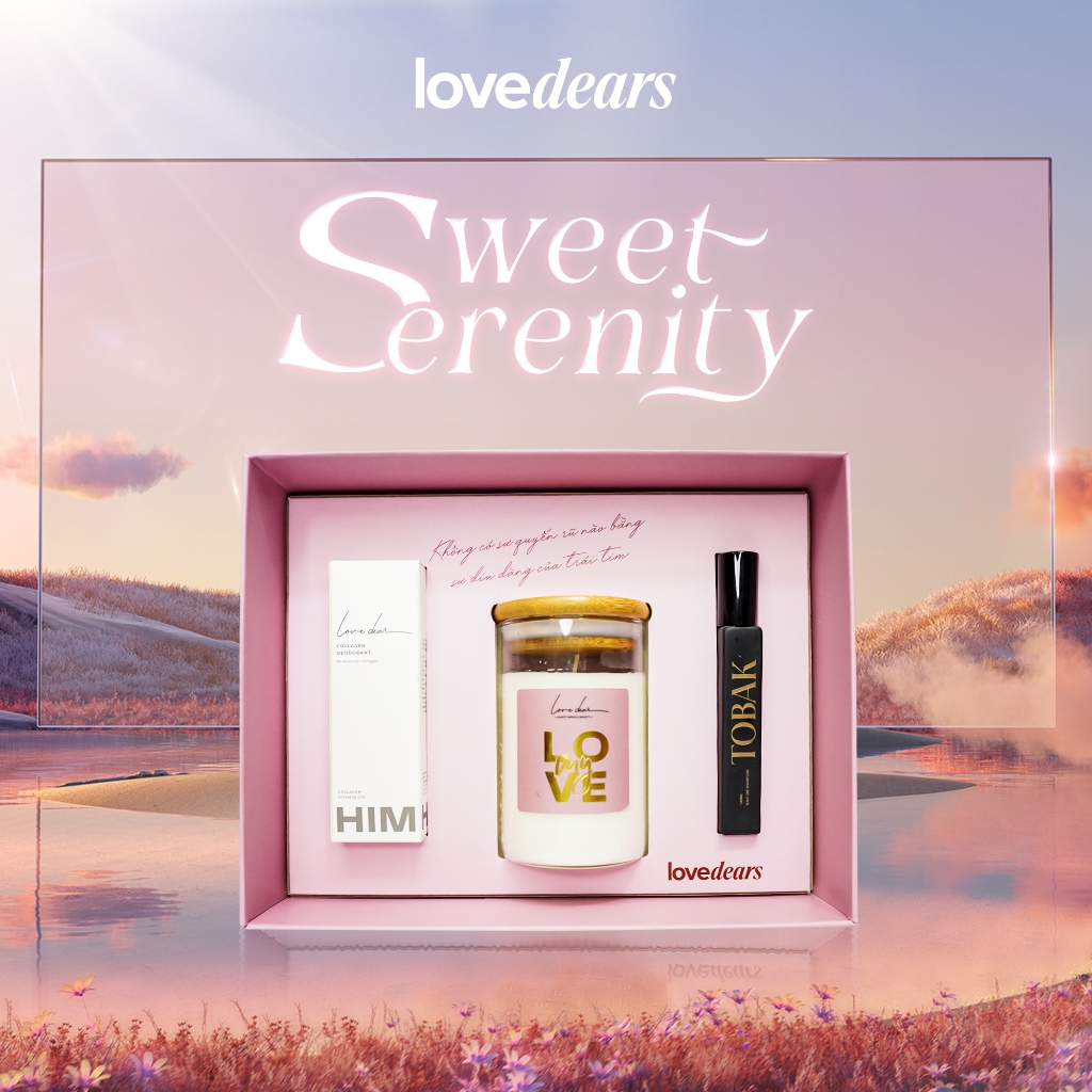 Ảnh SWEET SERENITY _Hộp Quà Tặng Nến Thơm Lovedear - Quà Tặng ,  Nến Thơm Tinh Dầu Kèm Nước Hoa, Thiệp Và Phụ Kiện Trang Trí 1