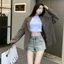 Quần short jean lưng cao dáng ôm co giãn khóa túi sau, quần đùi denim dáng ôm dễ phối đồ tôn dáng cho nữ (HC6)