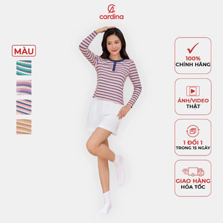 Áo kiểu nữ CARDINA chất liệu len tăm dài tay màu sắc nổi bật kết hợp với họa tiết kẻ ngang trẻ trung 4ALD01