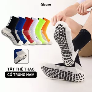 Tất đá bóng cao cấp GOMTAT, chất cotton mềm mại êm chân, đệm silicon chống trượt - TIA-DB-506
