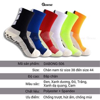 Tất đá bóng cao cấp GOMTAT, chất cotton mềm mại êm chân, đệm silicon chống trượt - TIA-DB-506