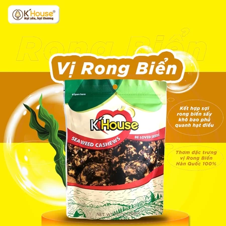 Hạt Điều Rong Biển K'House [Túi Zipper 200g]- LOẠI 1 chất lượng, giàu dinh dưỡng, vị mới độc đáo, chay mặn đều được