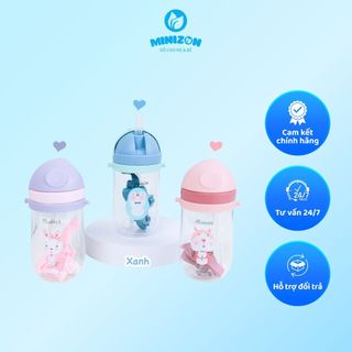 Bình Hút Nước Cho Bé HK2411 350ml Có Dây Đeo Tím - Xanh - Hồng