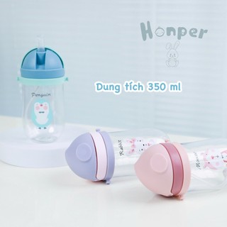 Bình Hút Nước Cho Bé HK2411 350ml Có Dây Đeo Tím - Xanh - Hồng