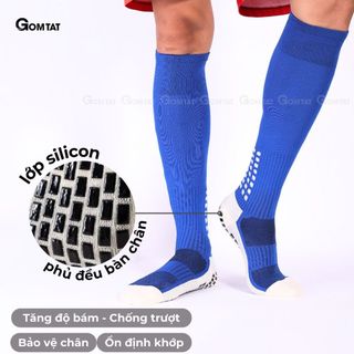 Tất đá bóng chống trượt GOMTAT dài đến gối, vớ nam cổ cao có đệm nút silicon chống trượt, khử mùi êm chân - TIA-DB-507