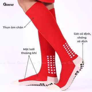 Tất đá bóng chống trượt GOMTAT dài đến gối, vớ nam cổ cao có đệm nút silicon chống trượt, khử mùi êm chân - TIA-DB-507