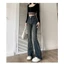 Quần jean nữ ống loe cạp cao co giãn chất demin dày dặn cài khuy vintage hàn quốc kiểu dáng basic mặc đi chơi đi làm(HC1