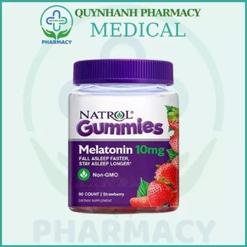 Kẹo dẻo hương dâu Natrol Gummies Melatonin hỗ trợ giúp ngủ ngon hơn giảm tình trạng mất ngủ