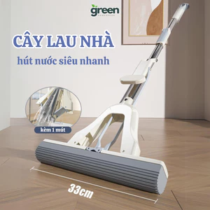 Cây lau nhà tự vắt Greenhome chất liệu đầu mút cao su non chỉ 3 giây thấm hút siêu nhanh tiện lợi