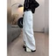 Quần jeans trắng ống rộng túi ngang lưng cao. Quần bò trắng denim ống xuông lưng cao đơn giản cá tính (HC18)