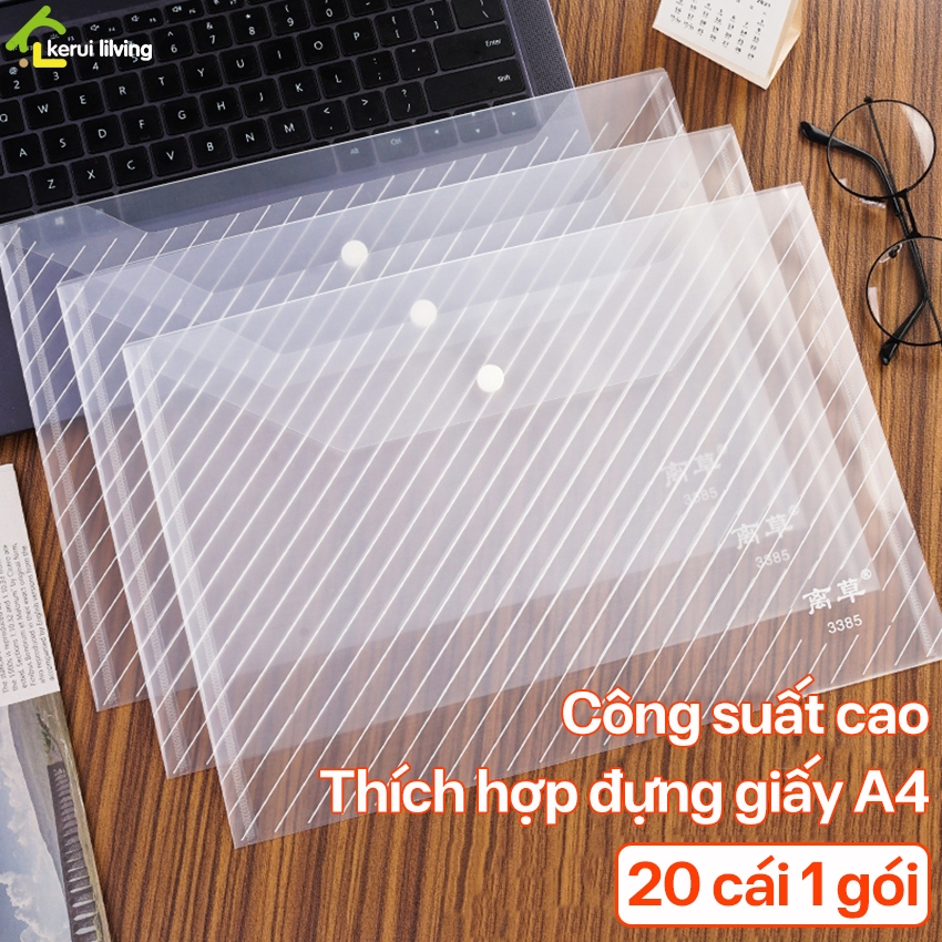 Túi Clear Bag A4 Trong Suốt AIGE – Đựng Hồ Sơ, Tài Liệu Khổ A4 Có Cúc ...