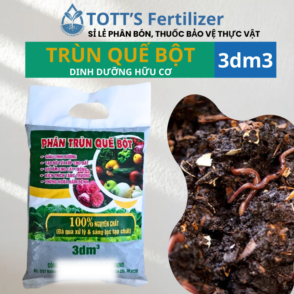 (combo 3 gói) Phân trùn quế bột, đất cao cấp, dinh dưỡng hữu cơ vượt ...