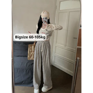 Quần kẻ sọc ống rộng bigsize 100kg, chất liệu đũi xốp _ quần ống suông form rộng nhiều màu Q2M