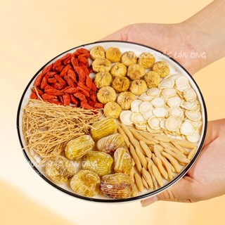 Trà sâm mát gan, set trà sâm thanh nhiệt 6 vi gồm: táo mật, kỳ tử, tây dương sâm, quả sung,... - Lãn Ông
